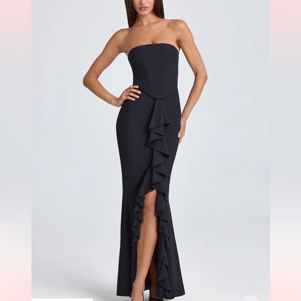 Oh Polly Tallulah Bandeau Ruffle Trim Corset Gown